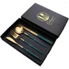 Dinnerware Sets 4Pcs Stainless Steel Silverware Flatware Set Steak Knife Fork Spoon Chopsticks Gift Box Camping Cutlery Western Dinner