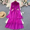 Casual Dresses Hochwertige Frau Party Nacht Langarm Solide Slim A-Linie Robe 2023 Herbst Mode Koreanische Damen Maxi Kleid Vestido