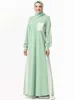 エスニック衣服女性セーターのための中東アバヤドレスプラスサイズの女性のステッチコントラストポケットイスラム教徒とターバン威厳