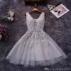 Junior Bridesmaid Dresses V Neck Tulle Lace Short Homecoming Dresses Maid Of Honor Dresses Vestido de Festa With Lace Up CPS341