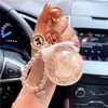 Key rings New bowknot immortal flower pearl chain key chain creative rose car key chain bag Pendant Gift Girl