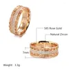Pierścionki ślubne Est świeży pierścionek z koloru różanego złota dla kobiet modna biżuteria olśniewająca cZ Stone duże nowoczesne anilos