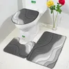 Tappetini da bagno Tappetino geometrico astratto Set Blu Verde Marrone Motivo a onde creative Tappeto in marmo Decorazioni per il bagno Tappeto Coperchio del water antiscivolo