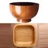 Bowls 2 Pcs Wooden Bowl For Soup Rice Noodles Kids Lunch Box Kitchen Tableware 12.8 X 4.5cm & 11 7cm Retail