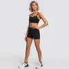 Active Sets Gym Womens Outfits 2023 Workout Clothes For Women Sportwear Lycra Sports Bra Shorts Set Fitness Clothing Wear Yellow