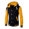 Herrtröjor Zogaa Sweatshirt Hooded Jacket Fashion Color Block Baseball Men Casual Patchwork Fleece Sport Coat XS-4XL