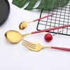 Ensembles de vaisselle noire Gold Matte Set Fork Spoon Coublées couteaux 24pcs