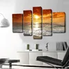 Bakgrundsbilder Custom Sunrise Sunset Seaside Landscape Pentatych Home Decoration Kombination Canvas målning