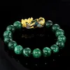 Strand Bracciale Golden Pixiu Strands Strands per donne per perle di pietra verde Coppia di pietre Energia Porta braccialetti Feng Shui di ricchezza coraggiosa coraggiosa
