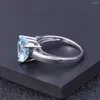 Cluster Rings Gem's Ballet 3.17CT Natural Sky Blue Topaz Heart for Women 925 Sterling Silver Classic Gemstone Wedding Fine Jewelry