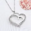 Necklace Earrings Set Romantic Women Crystal Doubled Love Heart Stainless Steel Jewelry For 2023