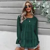 Kvinnors blusar jastie o-hals lykta långärmad höst kvinnor skjortor lapptäcke chic casual strand boho blus kvinnliga blusa toppar 2023