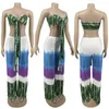 Women's Two Piece Pants Women Set Tie Dye Print Crop Strapless Tops Wide Leg 2 Sets Tracksuit Summer Night Club Street Outfits 2023