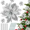 Dekorativa blommor 24 st konstgjorda silverflöden 14cm / 5.5in White Christmas Tree Decorations f