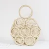 Evening Bags 63HC Basket Bag Fashion Round Clutch With Top-handle Hollow Straw Woven Rattan Tote Po Props Summer Vacation