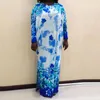 Этническая одежда Элегантные женщины платья осень 2023 г. Beauty Blue Flower