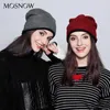 Gorros grisões/caveira tampa Mosnow lã Chapéus de inverno para mulheres elegantes camadas duplas de malha de malha grossa 2023 chapéu feminino #mz724