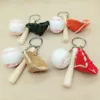 Porte-clés Mini batte de Baseball, pendentif gant, porte-clés en bois, pendentifs pour sac à dos, décoration de clé de voiture, accessoires tendance Fred22