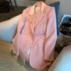 Damskie garnitury Blazery jesienne ubrania ciężkie aksamitne różowe płaszcz blezerowy Kobiety modne szwy szczytowe topy vintage biuro odzież wierzchnia