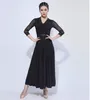 Scenkläder D0818 Lady Ballroom Dancing Dress Female Velvet och Milk Silk Dance Lace Dekorera V Neck Costumes Moderna Costums