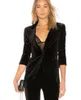 Kvinnors tvåbitar byxor 2023 Velvet Suit One-Button Vintage Elegant Female Blazer Long Sleeve Woman Office Autumn Formal