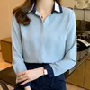 Damenblusen Hemden Chikichi Blau Chiffon Frau Hemd 2023 Frühling Langarm Damen Overalls Interview Tops Professionelle formelle Busine