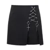 Women's Shorts Sexy Women Black Slim Gothic Punk High Waist Chain Cross Bandage Summer Streetwear Casual Hip Hop Skull