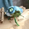 装飾的な花の花の花瓶人工1ブーケ6ヘッド牡丹シルクウェディングパーティー装飾秋の花輪