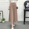 Женские штаны Capris Wide для женщин шифоновый плиссированная юбка с высокой эластичностью Harajuku Корейская мода плюс размер элегантные брюки.