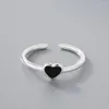 Wedding Rings Korean Open Adjustable Black Heart Finger For Women Ring Jewelry Valentine's Day GIFT