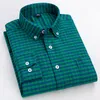 Men's Casual Shirts Mens Oxford Cotton Korean Trendy Plaid Retro Comfortable Soft Checked Button Down Daily Male TopsMen's Quin22