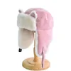 Berets Children's Hat Winter Boy Ear Protector Pilot Wear Artificial Fur Girl Wool Parent-child Kitten Shape Autumn Outdoor Warm E