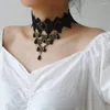 Collier ras du cou Vintage en dentelle noire, pendentif fait à la main pour femmes, accessoires, bijoux de fête, cadeau pour filles, 2023