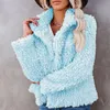 Vestes pour femmes femmes automne hiver Vintage poche en peluche polaire solide col montant Cardigan hauts décontracté ample grande taille sweats manteau