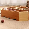 Kussen houten gedroogde fruitdoos met deksel multi -compartimenten snack opslagcontainer sectionele lade voor snoep droog fruit noten