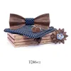 Bow Ties Sitonjwly Manual Wooden Tie Handkerchief Cufflinks Brooches Set Men's Wood Bowtie Suit Wedding Gravata Cravate HommeBow