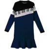 Casual Dresses Spring and Winter Piano Pattern Women Dress Crewneck långärmad trumpetkvinna
