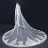 Voiles de mariée en dentelle ivoire, bord appliqué, longue cathédrale, une couche, accessoires de mariage, mode coréenne, mariées faites à la main