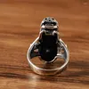 Cluster Rings Pure S925 Silver Ring Dragon Dragon Son Pixiu Stamp