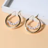 Hoop Earrings European Fashion Jewelry Alloy Pearl Round For Women Simple Big Gold 2023 Mujer Moda