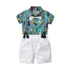 Clothing Sets Infant Baby Stuff Boys Animal Printed Shirts Bow Tie Romper Boy Summer Clothes Born Gentleman Suits