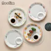 Plates Japanese Ceramic Round Dumpling French Fries Plate With Soy Sauce Vinegar Dish El Sushi Snack Dessert Fruit Tableware