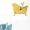 Horloges murales Quartz mode montres 3D vraie grande horloge précipité miroir autocollant bricolage salon décor décoration de la maison montre argent