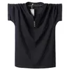 Herren T-Shirts Männer Hemd Button Slim Fit Mode Baumwolle Kurzarm 2023 Sommer V-Ausschnitt Casual T-Shirt Solide 6XL 7XL 8XL T-Shirt Top