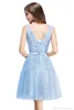 Junior Bridesmaid Dresses V Neck Tulle Lace Short Homecoming Dresses Maid Of Honor Dresses Vestido de Festa With Lace Up CPS341