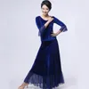 Stage Wear Multi Color Velvet Large Swing Latin Dance Competition Clothing Modern Square Set Ballroom Dancing Dress Suit