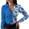 Dames blouses dames niet gelegen print top lange mouw shirt casual revers losse junior shirts