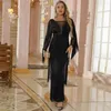 Casual Dresses Ladies Long Sleeve Dress 2023 Fashion Round Neck Sequined Tassel High Waist Slim Pack Hip Bridesmaid