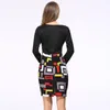 Work Dresses 2023 Summer Women Dress Fashion Formal Print Patchwork Long Sleeve O-neck Zipper Sexy Robe Femme B1