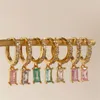 Hoop Earrings SO 1Pair Copper Multicolor Zircon Rectangle Bricks Jewelry For Women Fashion Cute Simple Party Gift Wholesale